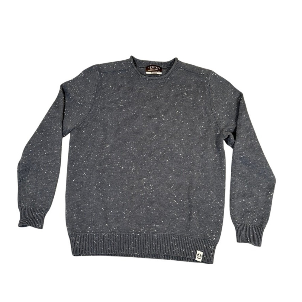 Levitate Seawool Crewneck Sweater Mens XL Gray Speckled Oyster Shell Knit